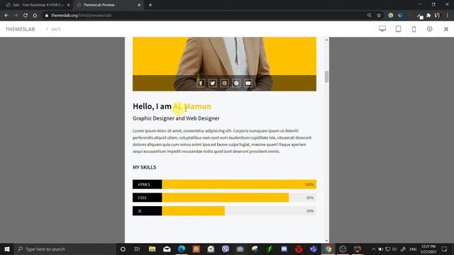 Safs : Free Bootstrap 4 HTML5 personal portfolio website template смотреть онлайн