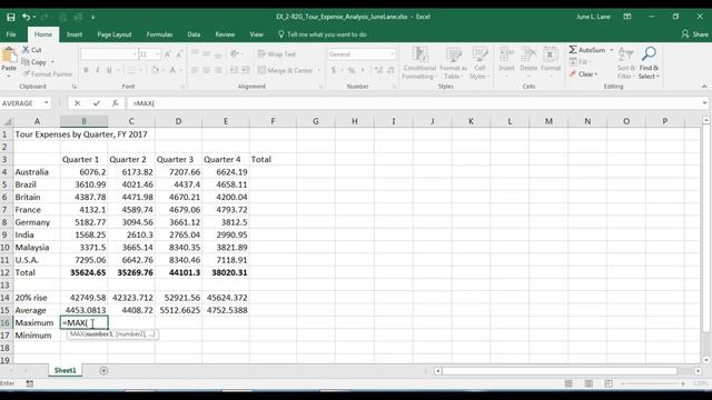SAM Excel 2016 Module 2 - Type A Function