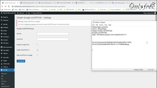 Chống Spam Cho Website Wordpress Và Contact Form 7 Bằng Google reCAPTCHA V3 - Only Share Free смотреть онлайн