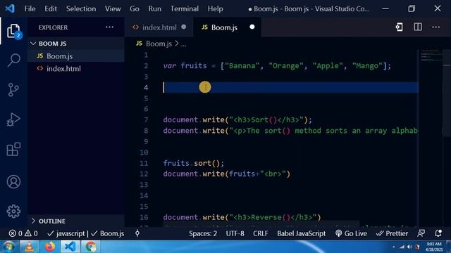 Sort() and Reverse() Method in JavaScript смотреть онлайн