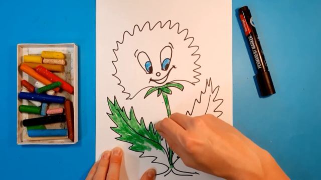 Как нарисовать ВЕСЕЛЫЙ ОДУВАНЧИК. Рисуем с детьми. How to draw FUNNY DANDELION. смотреть онлайн