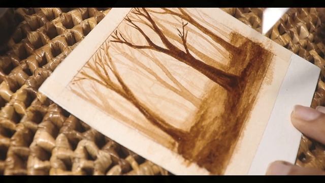 Painting with coffee || Basic Scenery Coffee Painting | jamiewave смотреть онлайн