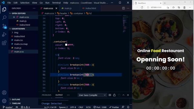 How to make a Countdown timer for an opening soon restaurant website | HTML SCSS & Java Script смотреть онлайн