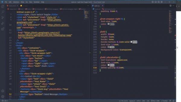 Light / Dark Toggle Switch with HTML, CSS, and JavaScript | Contact Form with HTML, CSS, and JS