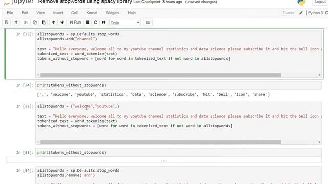 How to remove stopwords using spacy library clearly explained in python|jupyter notebook смотреть онлайн