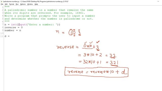 Palindrome number program in python смотреть онлайн