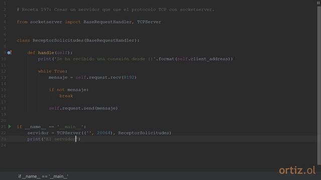 Python 3 - Receta 197: Crear un Servidor que use el Protocolo TCP con socketserver смотреть онлайн