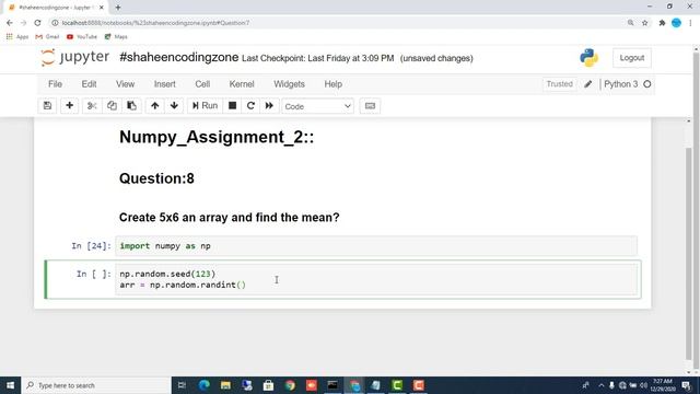 Create 5x6 an array and find the mean | Python Tutorial For Beginners | #Shaheencodingzone смотреть онлайн