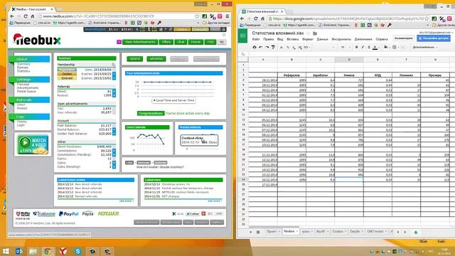 Neobux. Результаты работы. Выходим в плюс. смотреть онлайн