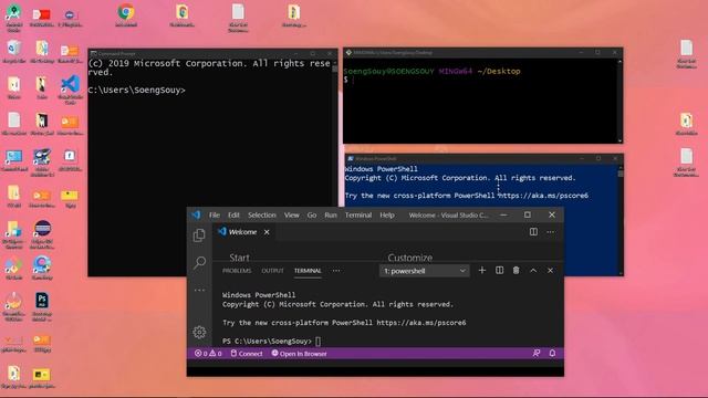 How to Switch Git Bash Command Prompt and Powershell in Visual Studio Code смотреть онлайн