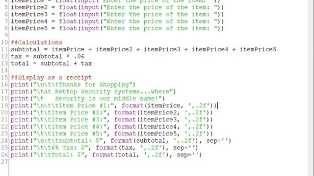 Using \n\t & format() in Python - Part 2 (total purchase) смотреть онлайн