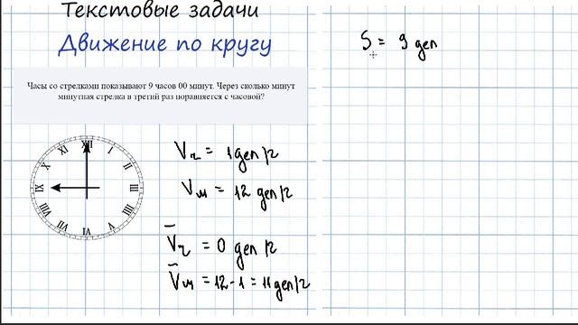 ЕГЭ 2017. Задача 11. Движение по кругу (часы). смотреть онлайн