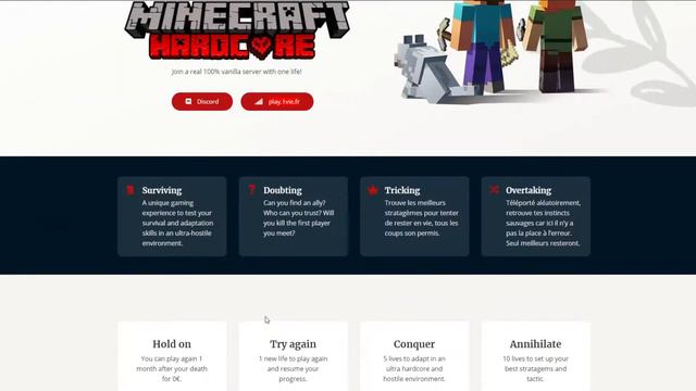 1Vie.fr | Minecraft Deathban No Cheat | Ultra Hardcore Anarchy Server 100% Vanilla | 0 Respawn смотреть онлайн