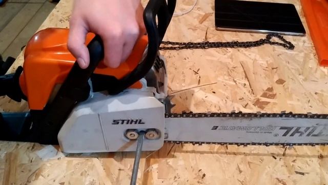 как натянуть цепь на бензопиле|stihl мс180|правильная натяжка цепи☝️ смотреть онлайн