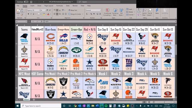 v1.2 RELEASE | NFL Schedule Spreadsheet (Excel/Google Sheets) | Foles9Fly смотреть онлайн