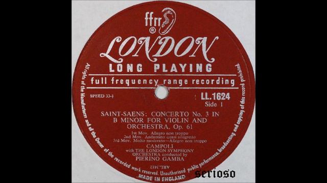 Saint Saens, Violin Concerto No 3, Alfred Campoli, Violin