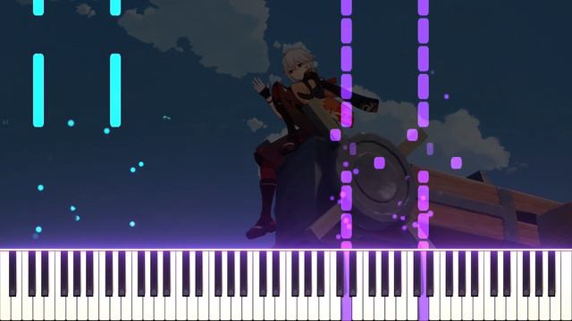 Genshin Impact OST - Fiery Pursuit (Inazuma Battle Theme) | [Piano Cover] (Synthesia)「ピアノ」 смотреть онлайн