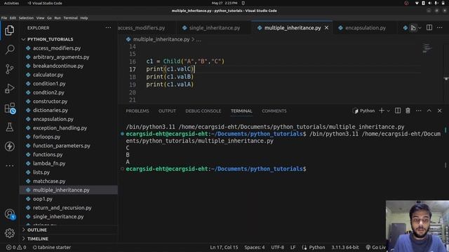 Python tutorial #28 | Multiple Inheritance | Method Resolution Order (MRO) смотреть онлайн