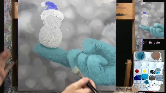 Learn How to Draw and Paint with Acrylics CUTEST SNOWMAN #3 Beginner Acrylic Painting Tutorial смотреть онлайн