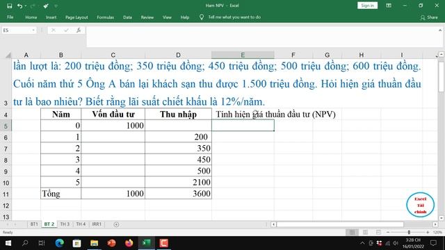 Hàm NPV trong Excel - Bài tập 2 | Tính NPV bằng Excel | Hàm tài chính trong excel |Excel tài chính смотреть онлайн