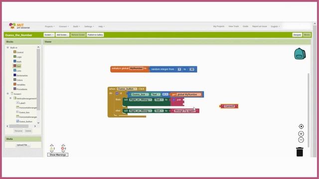 Make a Number Guessing Game | MIT App Inventor Tutorials