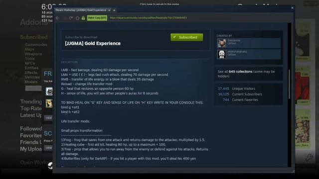 Garry's mod| Gold experience mod review!! смотреть онлайн