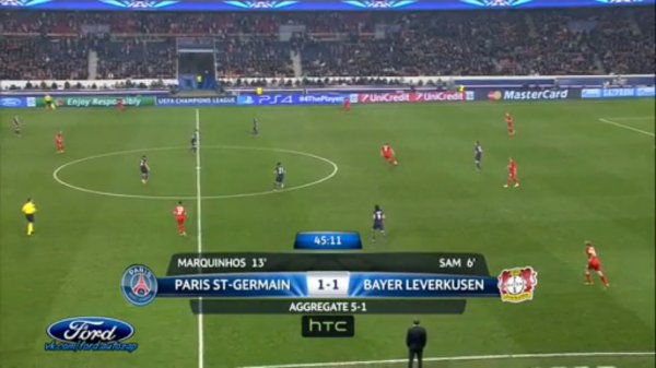 PSG vs Bayer 04 Lever 12/03/2014 full match half 2 @ford.autozap