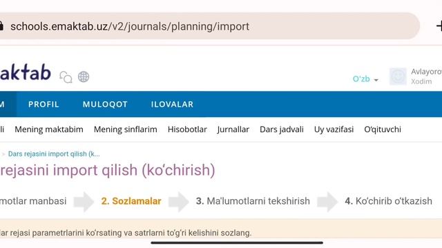 E.maktab.uz ( Kundalik.com) Da Ish Reja Yuklash.