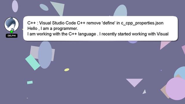C++ : Visual Studio Code C++ remove 'define' in c_cpp_properties.json смотреть онлайн