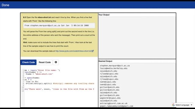 Python For Everybody Assignment 8.5 | split() | parse From line | print | mxbox-short.txt | count | смотреть онлайн