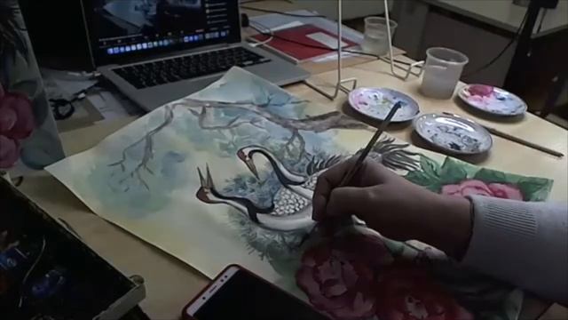 Рисование. Журавль, сосна и пионы ч. 2. Занятие от 13 марта 2021 года. смотреть онлайн