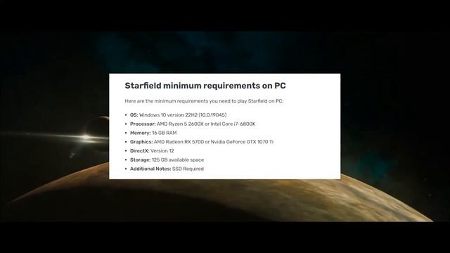 System requirements for Starfield on PC смотреть онлайн