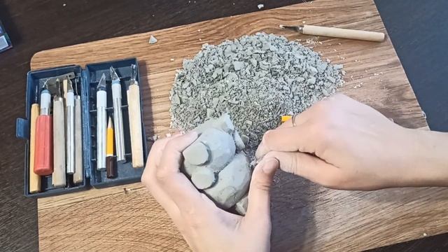 Дракончик или динозаврик из гипса/ Резьба по гипсу/ A Dragon Or Dinosaur Made Of Plaster/ Gypsum