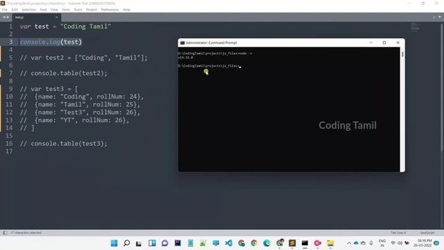 #2 JavaScript Tutorial | Sublime Text | Node js | Coding Tamil | JavaScript in Tamil | CMD | js смотреть онлайн