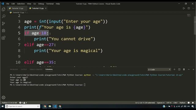 If else conditionals in Python | Python Tutorial #13 смотреть онлайн