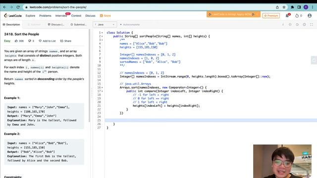 Leetcode Java - Easy - Sort the People - Linear Single Pointer смотреть онлайн