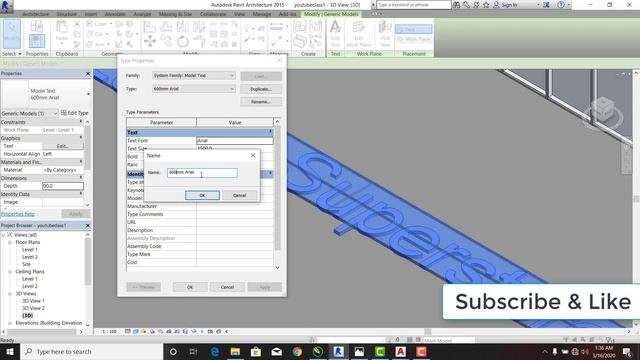 Adding a 3D Model text in Revit смотреть онлайн