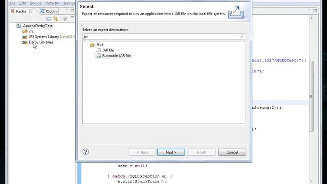 Packaging Java application with Apache Derby as JAR Executable using Eclipse смотреть онлайн