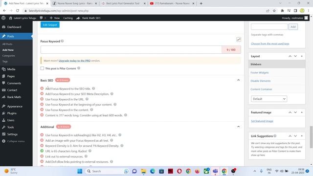 How to Write Lyric Post Using Rank Math SEO Plugin || How To Create Lyrics Website Telugu Part - 6 смотреть онлайн