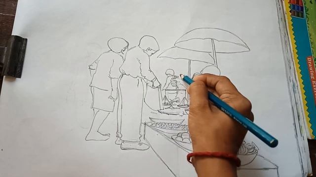 Busy market drawing | fruit seller scenery drawing_maam learning heart смотреть онлайн