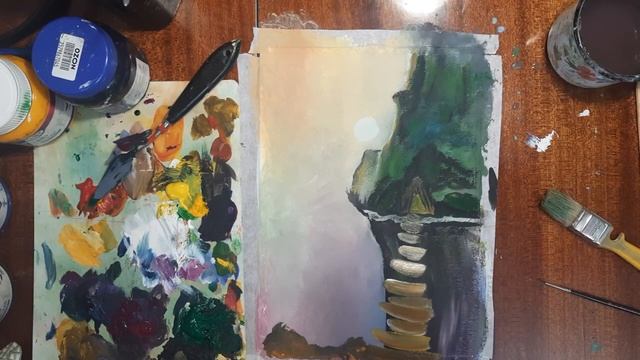 Как нарисовать необычный пейзаж. Рисуем гору. Как нарисовать сказочный пейзаж. смотреть онлайн