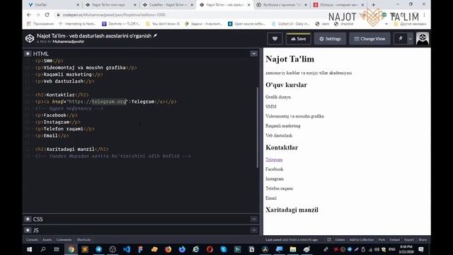 HTMLda havola bilan ishlash va boshlang'ich CSS смотреть онлайн