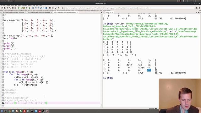 Coding the Gauss Elimination Algorithm in Python (ChEn 263 - Supplement to Lecture 11, Fixed!) смотреть онлайн