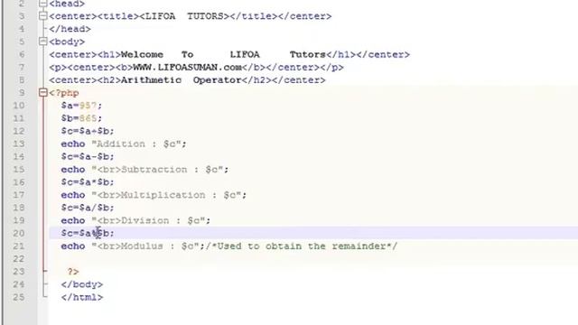 8 Arithmetic Operator In PHP смотреть онлайн