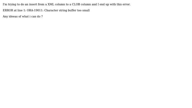 Oracle ORA-19011: Character string buffer too small смотреть онлайн