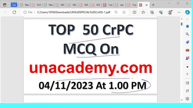 TOP 50 CrPC MCQ On unacademy.com смотреть онлайн