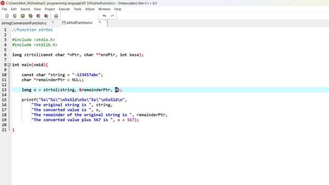 Function strtol() | Ep. 334 | C Programming Language смотреть онлайн
