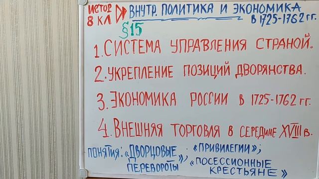 ВНУТРЕННЯЯ ПОЛИТИКА И ЭКОНОМИКА В 1725-1762 гг. ИСТОРИЯ В 8 КЛАССЕ. ВИДЕОУРОК 15.  IST8KL Ur15