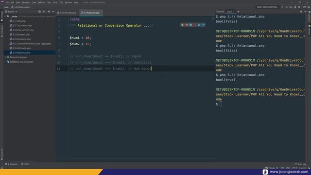 5.4 Relational or Comparison Operator | PHP The !DYING Language смотреть онлайн