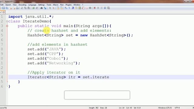 iterator in hashset in java example смотреть онлайн